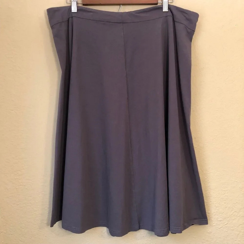Kate Kasin Skirt Womens XXXL Gray Side Zip Stretch Flare Cotton Blend